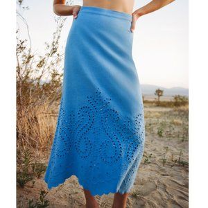 ZARA LINEN BLEND SKIRT WITH EMBROIDERY